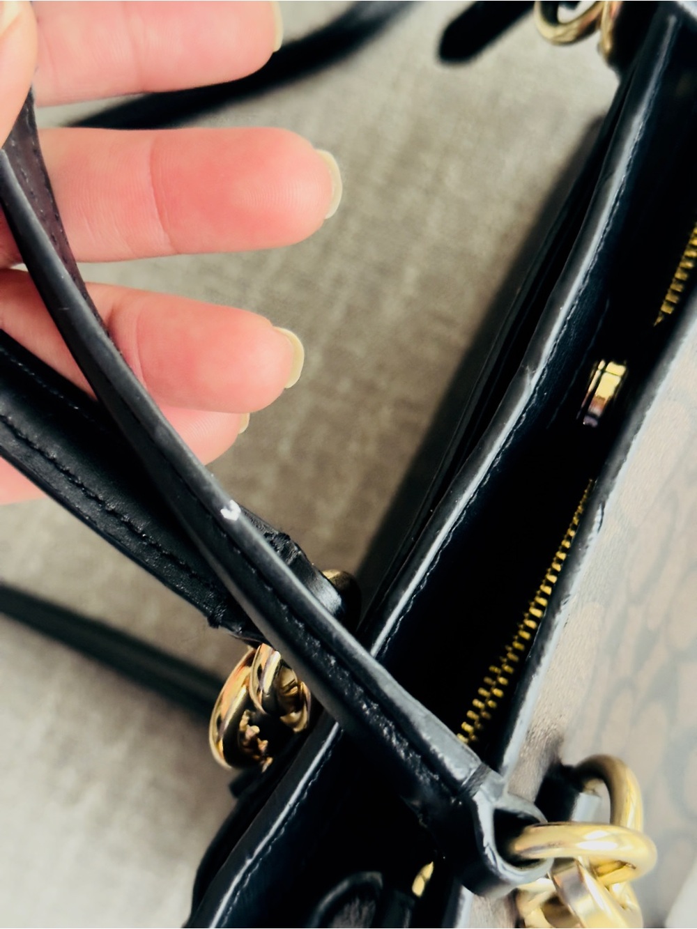 Coach Brown Signature Canvas Satchel with Black Leather Trim - Picture 9 of 16
